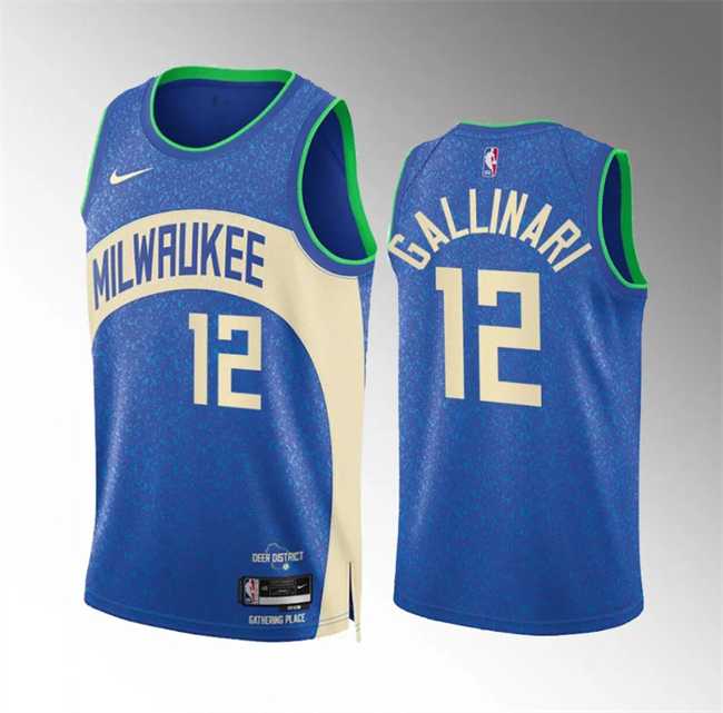 Men's Milwaukee Bucks #12 Danilo Gallinari 2023-24 Blue City Edition Stitched Basketball Jersey Dzhi,We sell and wholesale Men's Milwaukee Bucks #12 Danilo Gallinari 2023-24 Blue City Edition Stitched Basketball Jersey Dzhi on line form chian!